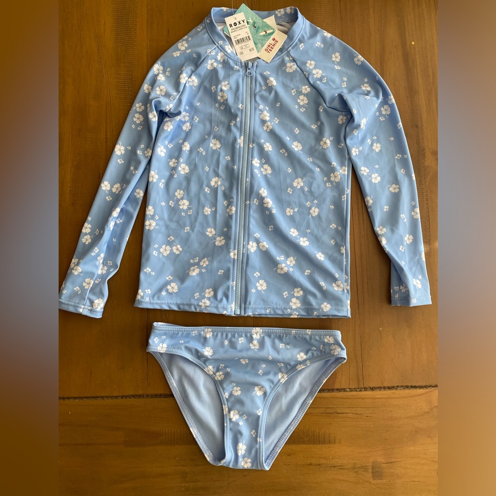 Roxy Girls' Dreamer Long Sleeve Zipped Rashguard Set